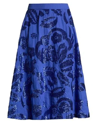 Essentiel Antwerp Woman Midi Skirt Blue Size 8 Cotton