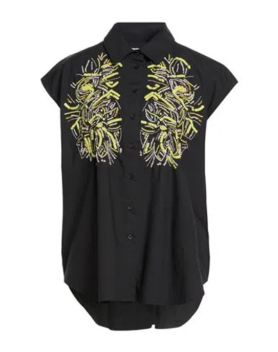 Essentiel Antwerp Woman Shirt Black Size M Cotton, Acrylic, Brass, Glass