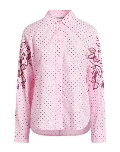Essentiel Antwerp Woman Shirt Pink Size 4 Cotton, Glass, Acrylic, Polyester