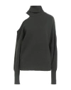 Essentiel Antwerp Woman Turtleneck Dark Green Size L Merino Wool, Cashmere