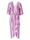 Essentiel Antwerp Dooler Snakeskin-print Midi Dress In Purple