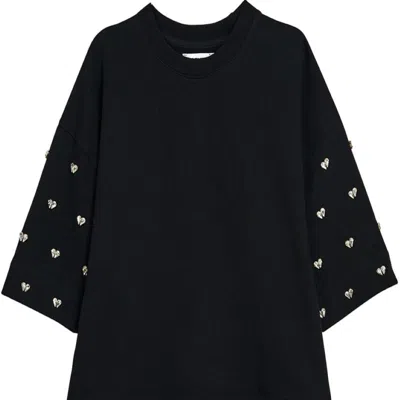 Essentiel Antwerp Women Etui Embroidered Easy Fit Sweatshirt In Black
