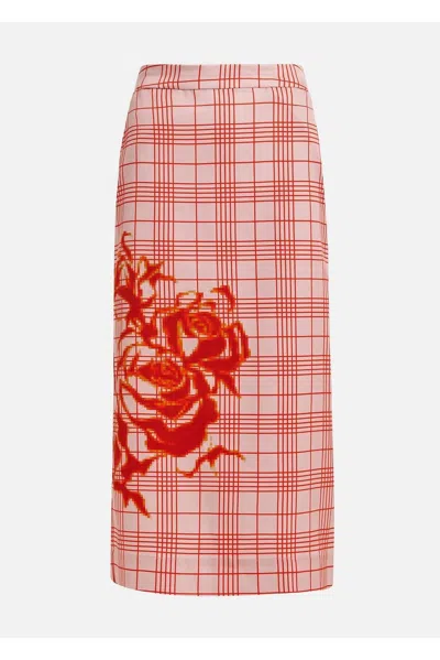Essentiel Antwerp Women's Jaman Fitted Pencil Skirt In Combo3 Orange Brulee In Pink