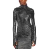 Essentiel Antwerp Womens Sequined Long Sleeve Turtleneck Top In Black