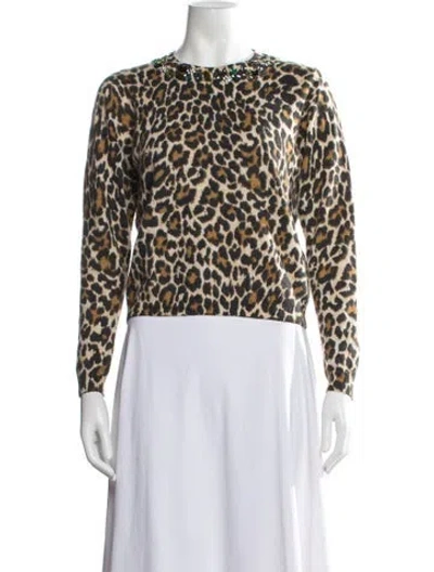 Pre-owned Essentiel Antwerp Wool Animal Print Sweater In Neutral