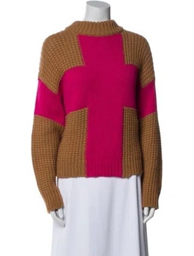Pre-owned Essentiel Antwerp Wool Colorblock Pattern Sweater In Brown