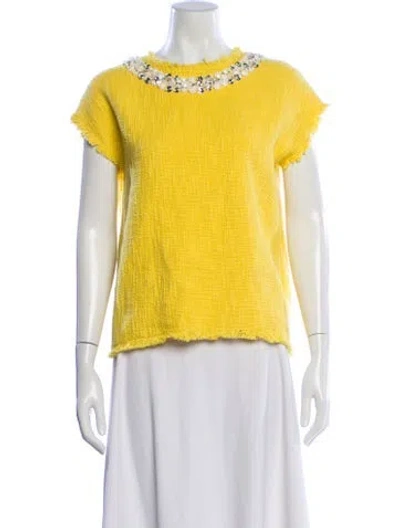 Pre-owned Essentiel Antwerp Wool Crew Neck Top In Yellow