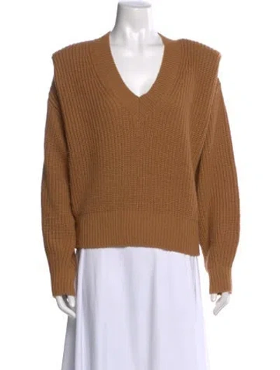 Pre-owned Essentiel Antwerp Wool V-neck Sweater In Brown