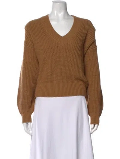 Pre-owned Essentiel Antwerp Wool V-neck Sweater In Brown