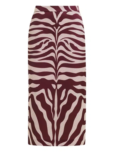 Essentiel Antwerp Zebra-print Mid Skirt In Red