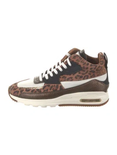 Pre-owned Esseutesse Leather Animal Print Sneakers In Brown