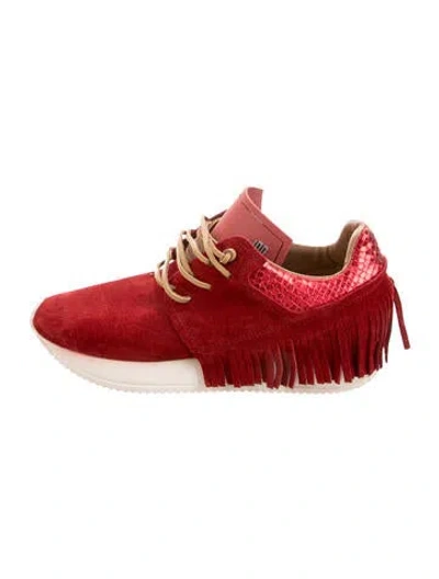Pre-owned Esseutesse Suede Animal Print Sneakers In Brown/metallic/red