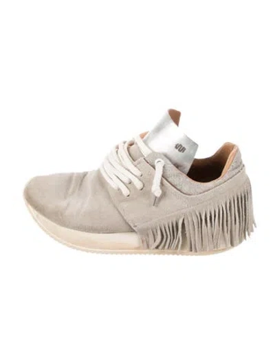 Pre-owned Esseutesse Suede Fringe Trim Accent Sneakers In Brown/neutrals