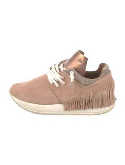 Pre-owned Esseutesse Suede Fringe Trim Accent Sneakers In Neutral