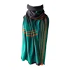 Essien & Emre Green / Blue Checked And Stripe Merino Scarf Men In Blue/green
