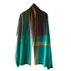 Essien & Emre Green / Blue Checked And Stripe Merino Scarf Women In Blue/green