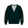 Essien & Emre Men's Clarus Merino Wool Pattern Panel Cardigan Forest Green In Green