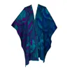 Essien & Emre Women's Green / Blue Pavo Azure Merino Wool Colour Block Knit Poncho In Blue/green