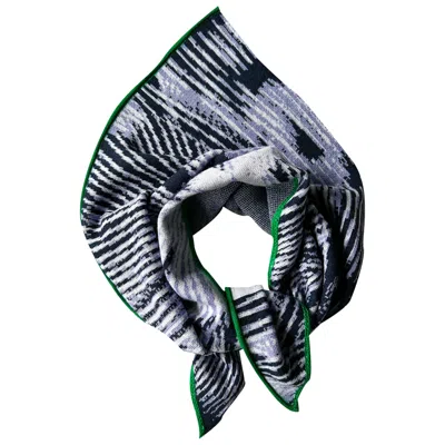 Essien & Emre Women's Green / White / Blue Triangle Scarf Pattern Navy Green In Multi