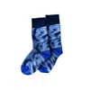 Essien & Emre Women's Pavo Pattern Wool Socks Navy Blue In Blue