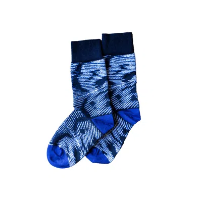 Essien & Emre Women's Pavo Pattern Wool Socks Navy Blue