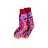 Essien & Emre Women's Pavo Pattern Wool Socks Red Orange In Red