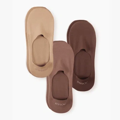Essoc Inc Unisex Cotton No Show Socks 3-pack In Brown