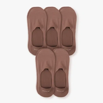 Essoc Inc Unisex Cotton No Show Socks 5-pack In Brown