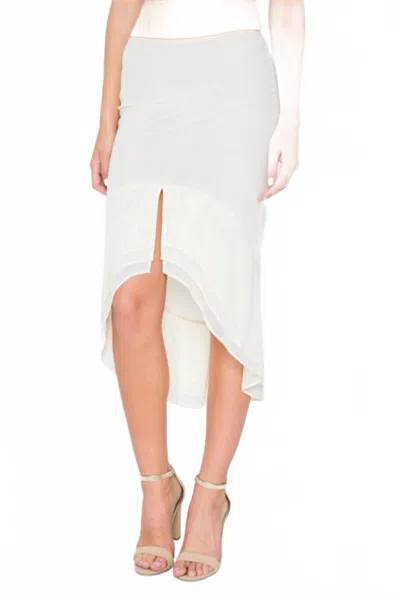 Essue Front Slit Flounce Hem Midi Skirt In Cream In White