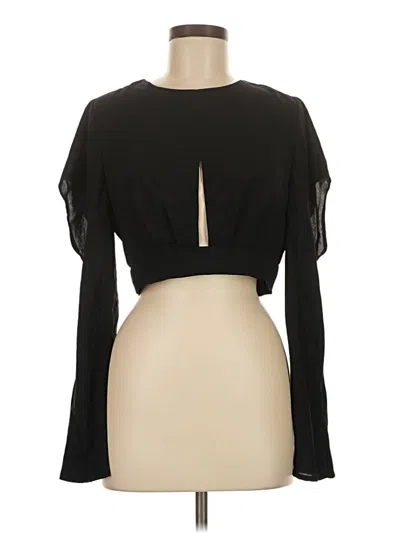 Pre-owned Essue Long Sleeve Top Black Keyhole Neckline Tops