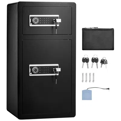 Essues Double Doors 5.5 Cu. Ft Safe Box With Key Lock & Password, Safe Lock Box With Fireproof Bag, Key Rac In Black