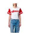 Established & Co. Women's White Alabama Crimson Tide Baseball Jersey Cropped T-shirt In White