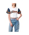 Established & Co. Women's White Auburn Tigers Baseball Jersey Cropped T-shirt