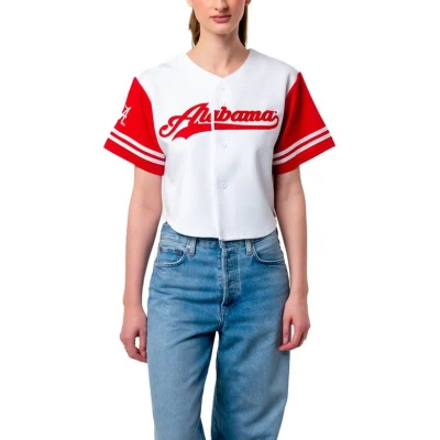 Established & Co. White Alabama Crimson Tide Baseball Jersey Cropped T-shirt