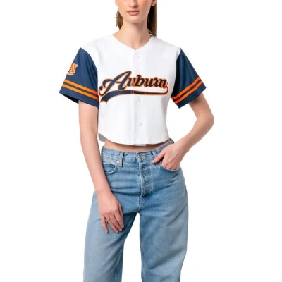 Established & Co. White Auburn Tigers Baseball Jersey Cropped T-shirt