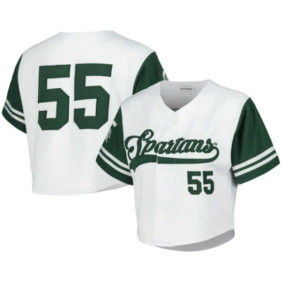 Established & Co. White Michigan State Spartans Baseball Jersey Cropped T-shirt
