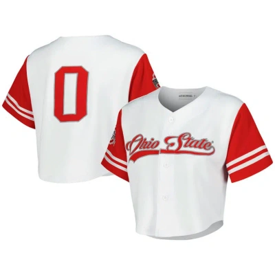 Established & Co. White Ohio State Buckeyes Baseball Jersey Cropped T-shirt