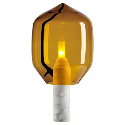Pre-owned Established & Sons 'lighthouse' Table Lamp In White Marble And Amber Glass For
