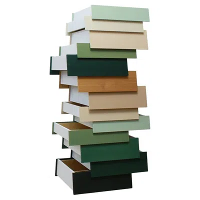 Pre-owned Established & Sons Stack 13 Tower Of Drawers In Sage Finish By Raw Edges/alkalay In Brown