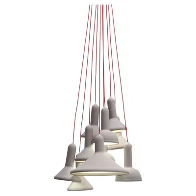 Pre-owned Established & Sons Torch Light Pendant S10 Bunch L1800 Grey With Red Cable By