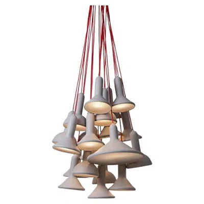 Pre-owned Established & Sons Torch Light Pendant S20 Bunch L1800 Grey With Red Cable By