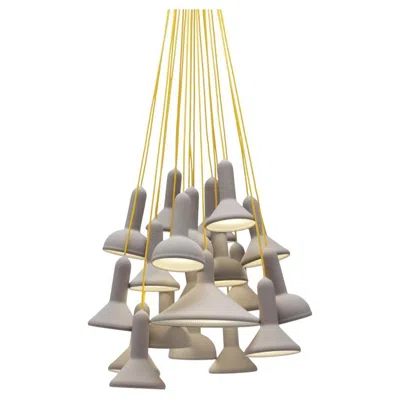 Pre-owned Established & Sons Torch Light Pendant S20 Bunch L1800 Grey With Yellow Cable By