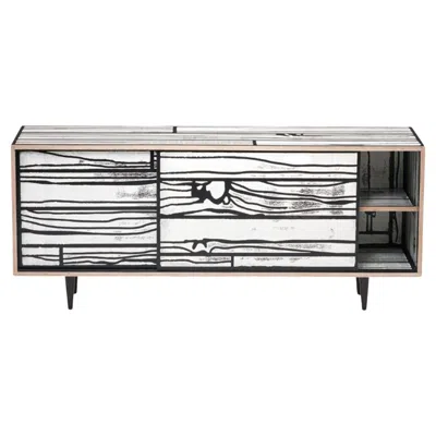 Pre-owned Established & Sons Wrongwoods L1500 White With Black Low Cabinet By