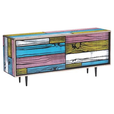 Pre-owned Established & Sons Wrongwoods Pink With Blue Low Cabinet By