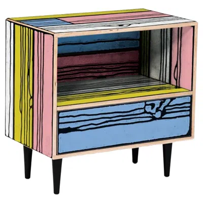 Pre-owned Established & Sons Wrongwoods Pink With Blue Night Table By