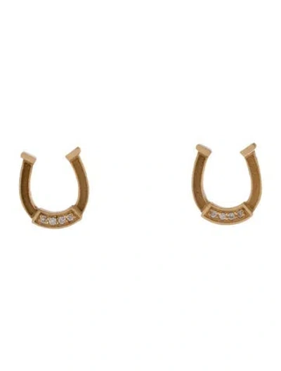 Pre-owned Established Jewelry 18k Diamond Mini Horseshoe Stud Earrings In Multi