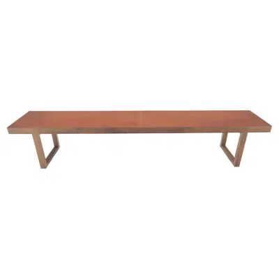 Pre-owned Established Lines Slim Profile Solid Walnut Frame Integrated Leather Cushion 7.5' Long Bench In Brown