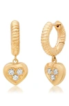 Established Pavé Diamond Heart Huggie Hoop Earrings In Gold