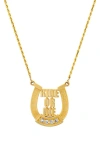 Established Ride Or Die Horseshoe Pendant Necklace In Gold
