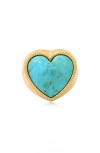 Established Stone Heart Ring In Blue